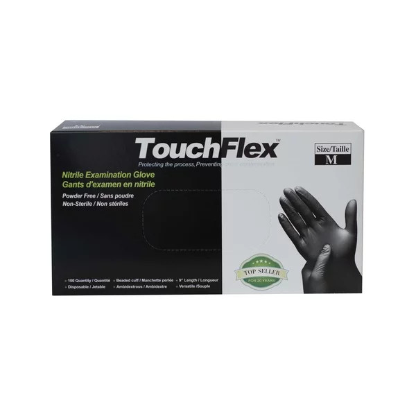 TouchFlex - Nitrile Examination Gloves -100 gloves -Disposable -  Black (Large)- 11331B - additional view