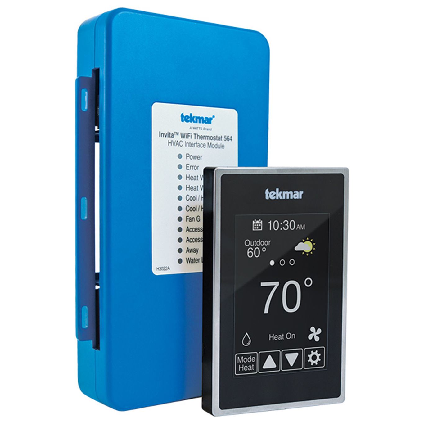 Tekmar -WiFi “Invita” Thermostat Conventional 2H/2C or Heat Pump 4H/2C, Fan, Relative Humidity, 2 Wire - Black- 564B - additional view