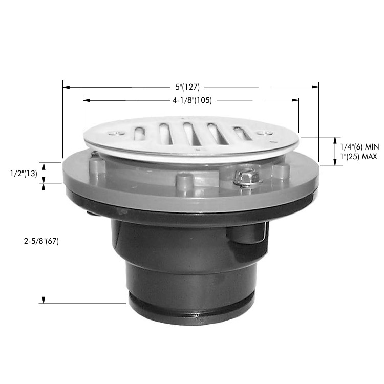 WATTS - WSD-1-1/2" THD 1-1/2" - 2" THREADED CI BODY SHOWER DRAIN -8102151 - additional view