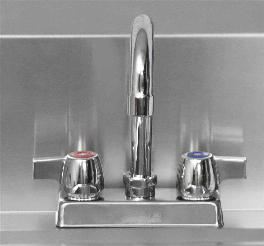 BK RESOURCES - Stainless Hand Sink with Deck Mount Faucet, Strainer Drain, and Wall Bracket -M HAND SINK 2 HOLE 1-7/8" DR W FAUCET - BKHS-D-1410-P-G - additional view