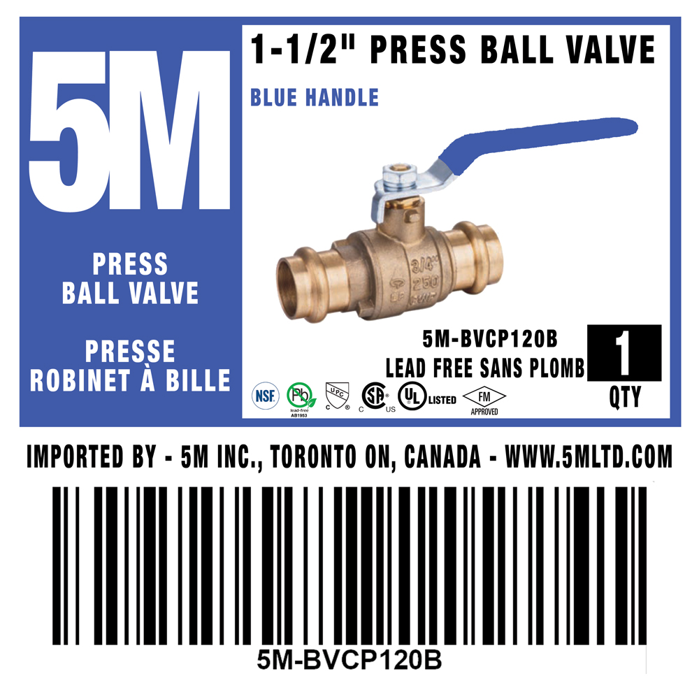 5M- BLUE Press Ball Valve LF