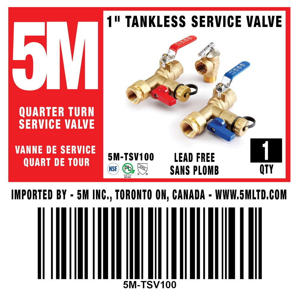 5M - 1" TANKLESS SERVICE VALVE-5M-TSV100