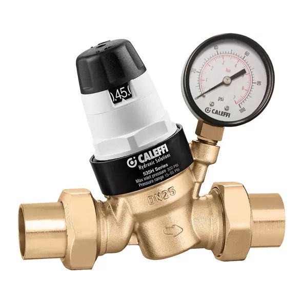 CALEFFI - PressCal™ PRV ASSE 1003, 1" Sweat w/ Pressure Gauge - 535961HA
