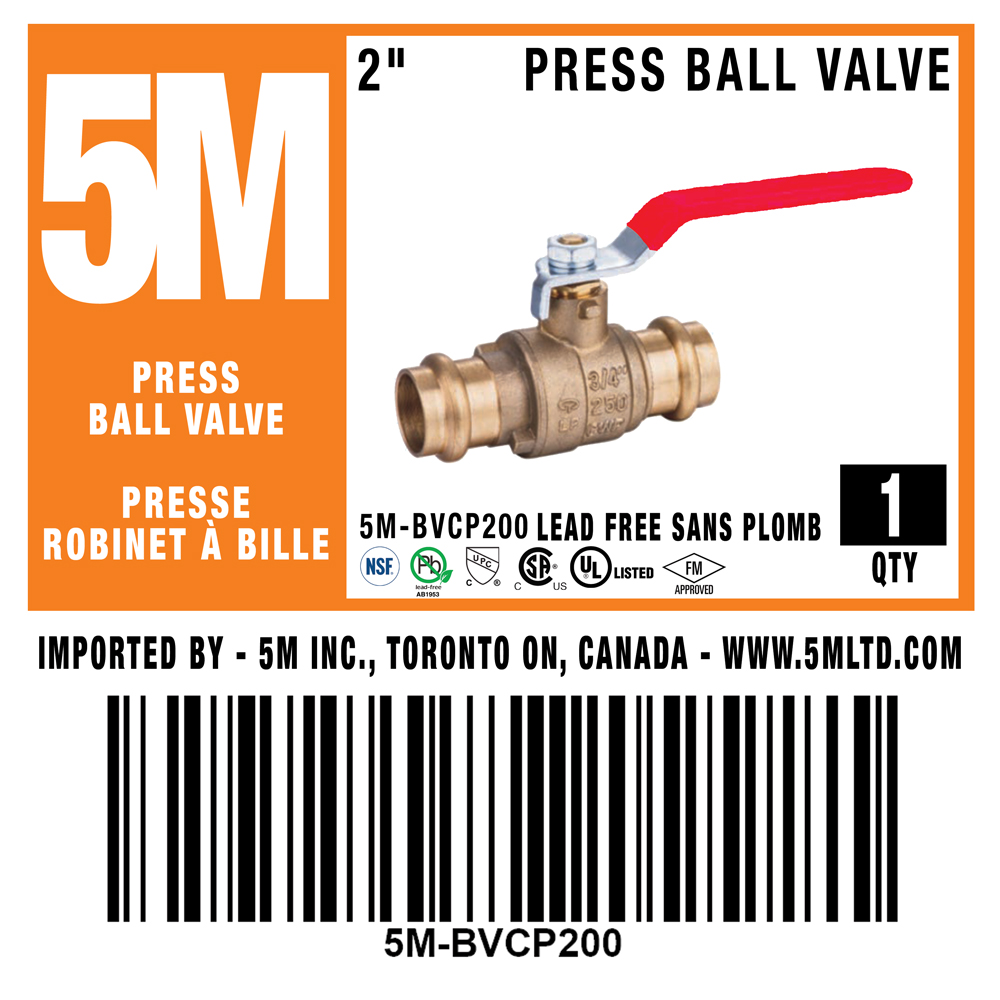 5M- 2" Press Ball Valve LF  - 5M-BVCP200