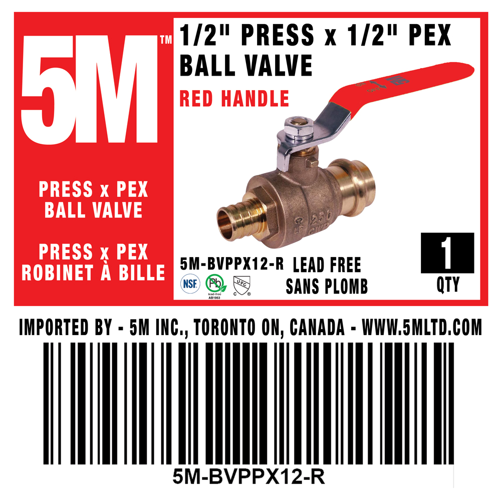 5M - PRESS x PEX BALL VALVE - RED