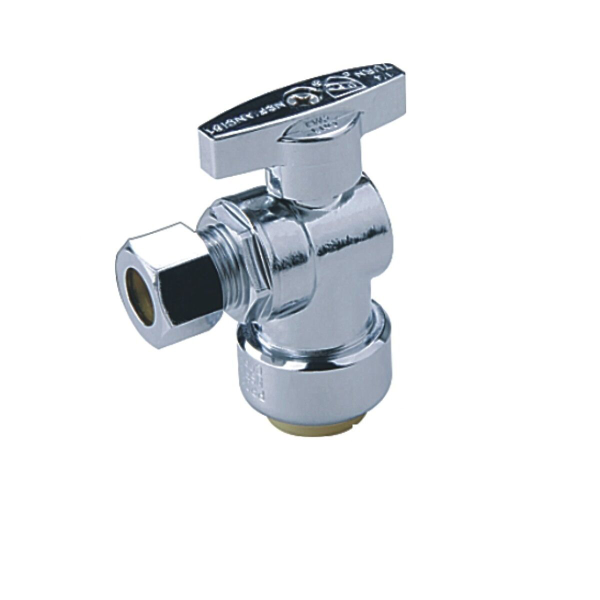 1/4 Turn Angle Stop VALVE w/ABS Straight Handle -3/8" O.D x 1/2" Push Fit-5M-STP3812-A