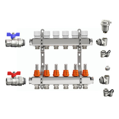 IVAR -  12 Loop HRH Manifold Kit -1 1/4 Inch - Brass - Nickel Plated - IVAR -763512012