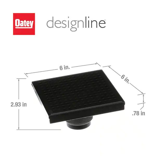 Oatey - Designline 6 in. x 6 in. Square Drain Square Grate in Matte Black - DS32060