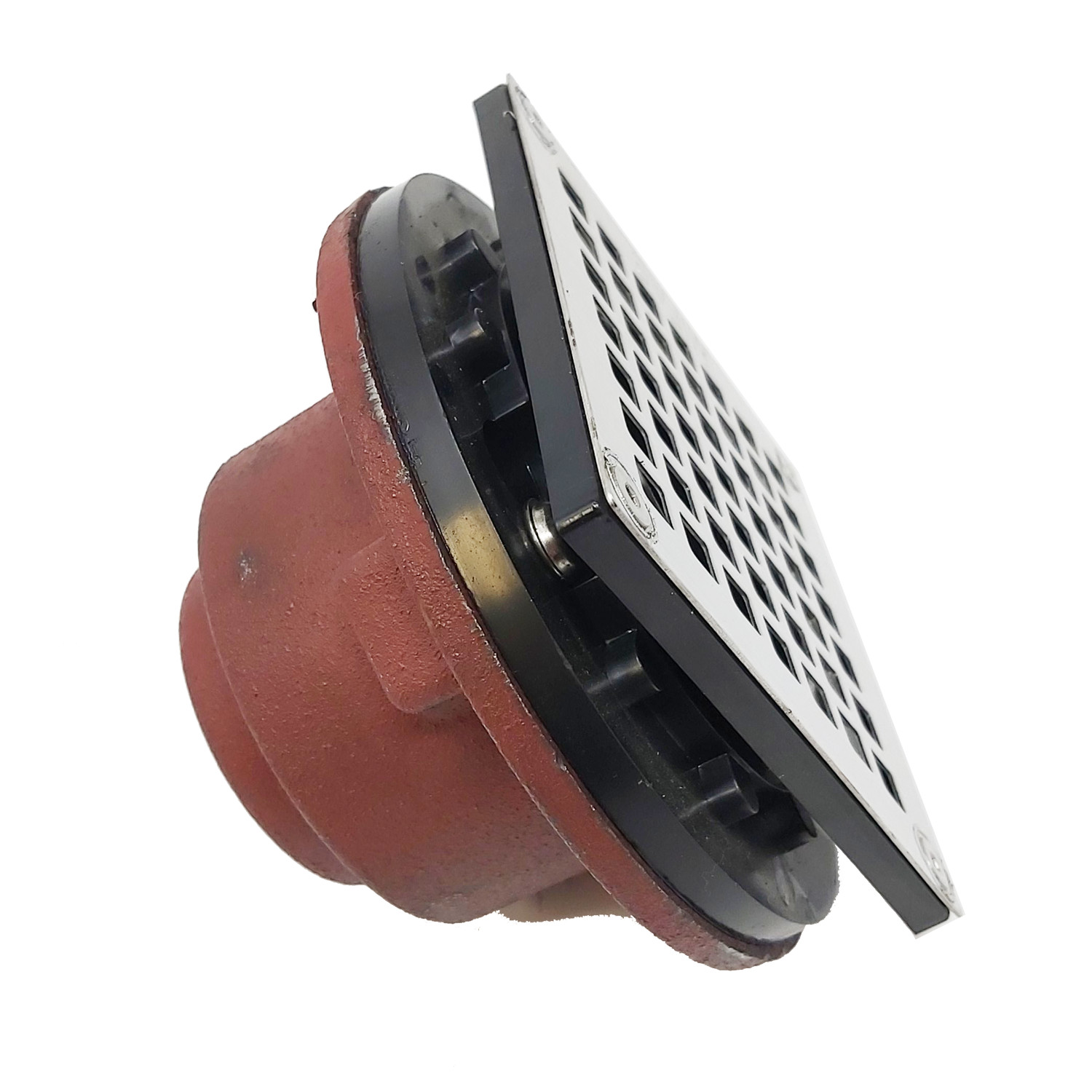 MIFAB-SHOWER DRAIN WITH SQUARE TOP 1 1/2" (38) Cast Iron body w/ 4 x 4 S.S. Grate-SD7101-S4