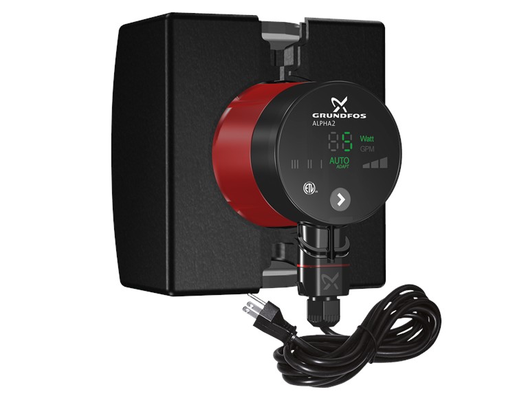 GRUNDFOS - ALPHA2 - STAINLESS STEEL (without temp sensor)-Hot Water Recirculation 115 Variable speed, 5-45W, 0.65A, flanged - 99163972