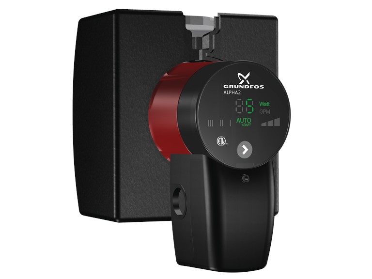 GRUNDFOS - ALPHA2 - STAINLESS STEEL (without temp sensor)-Hot Water Recirculation 115 Variable speed, 5-45W, 0.65A, flanged - 99163937