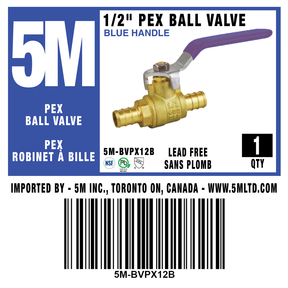 5M- BLUE PEX BALL VALVE LEAD FREE - variation