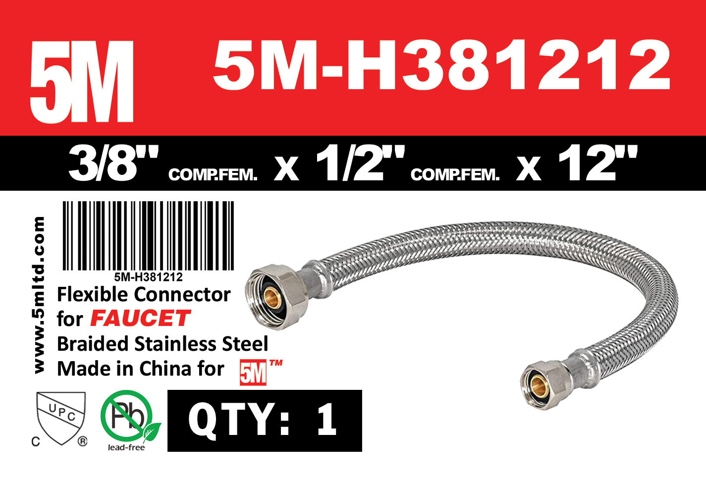 Flexible Hose For Faucet - 3/8" COMP X 1/2" FIP - variation