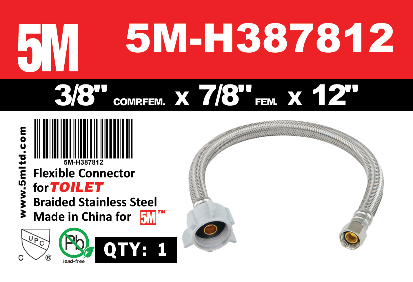 Flexible Hose For Toilet - 3/8" COMP X 7/8" - variation